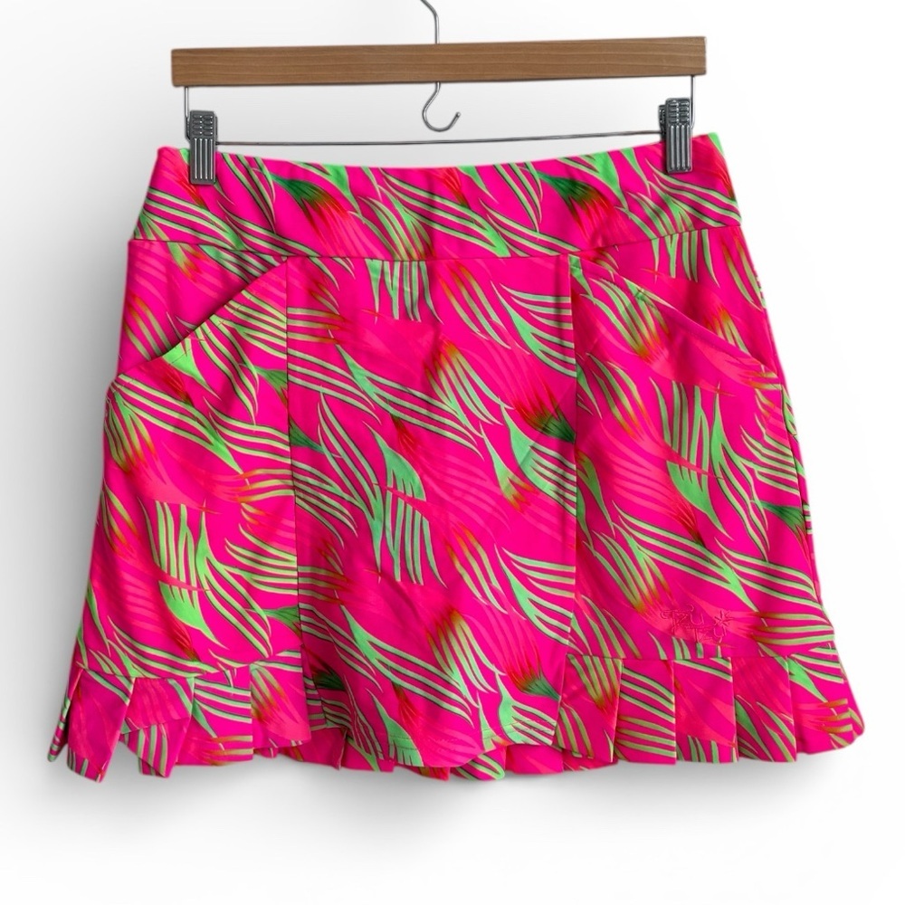 Tzu Tzu Neon Pink Palm Print Skort Large